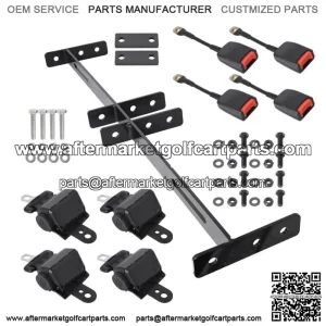 Golf Cart Seat Belts & Bracket Kit for EZGO Yamaha Club Car 4 Pcs
