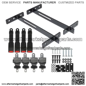 Universal Golf Cart Seat Belts (4) & Bracket Kit Fit For EZGO Yamaha