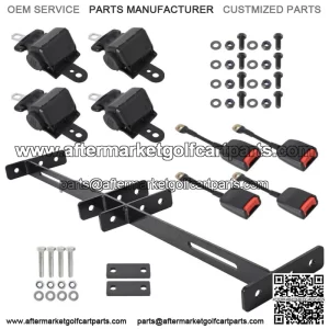 Golf Cart Seat Belts & Bracket Kit for EZGO Yamaha Club Car 4 Pcs Retractable