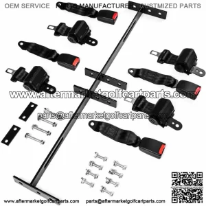 4x Universal Seat Lap Belt Kits for Club Car, Yamaha, EZGO Golf Carts Seatbelt