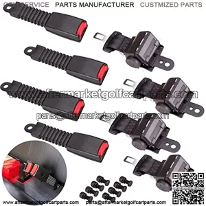 Universal Golf Cart Seat Belts Kit Retractable Set of 4 for Golf Cart Club Car EZGO Yamaha Go Kart ATV UTV Bus - Black
