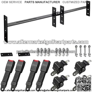 Golf Cart Seat Belt 4 Passengers (2+2), Retractable Club Car Seat Belts, Universal Ezgo Golf Cart Seat Belt, Fits 4-Seats Golf Car for EZGO, Yamaha Club Car