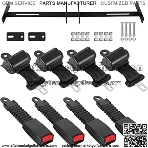 Golf Cart Seat Belt Kit 4 Passengers (2+2), Universal Seat Belts Kit, Retractable Golf Cart Seat Belts Fits 4-Seats Golf Car for EZGO, Yamaha Club Car