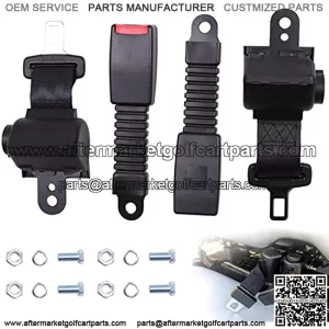 2 PC Retractable Golf Cart Seat Belts Kit fit for EZGO, Yamaha, Club Car