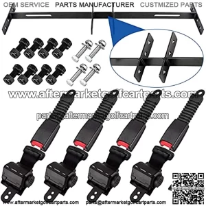 Golf Cart Seat Belts Bracket Kit for EZGO TXT Club Car DS Yamaha 47.64" Retractable 4 Seat Belts, One Piece Solid Design-Not Fit 2 Passengers Club Car Precedent/Yamaha G29/Drive/Drive2 & EZGO RXV