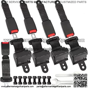 Golf Cart Seat Belts Kit, 4pcs Universal Retractable Front and Rear Golf Cart Seat Belt Kit with 1pcs Seat Belt Extender for EZGO, Yamaha, Club Car