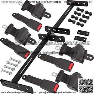 Golf Cart Seat Belts with Bracket Kit, Fits Club Car, EZGO, Yamaha, (4PCS)