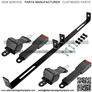 Golf Cart Seat Belt Mounting Bracket Kit with 42" Universal Retractable Seat Belts with Buckles for EZGO, Club Car, Yamaha, One Piece Solid Design/Upgrade Heavy Duty/More Sturdy