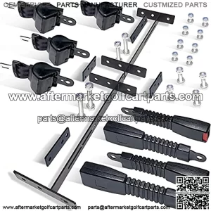 Golf Cart Belts Kit, 4 Passenger Universal Retractable Seat Belt Kit with 35" x 6.9" Belts Bracket, 42" Belts Bracket Kits Fit for EZGO, Yamaha, Club Car, TXT, RXV, DS, Precedent and Others