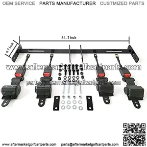 Golf Carts 4 Sets Retractable Belt Kits with Bracket/Bar Kit for EZGO Yamaha Club Car