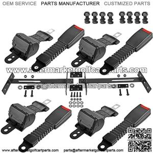 Golf Cart Seat Belt Bracket Kit with 4 Passenger Retractable Seat Belts Safety Belt for EZGO Club Car Yamaha Models - Upgrade Heavy Duty & More Sturdy