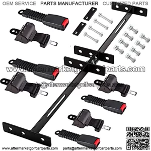 Universal Golf Cart Seat Belts Kit with Bracket (Set of 4 Retractable 42" Belts) for EZGO, Yamaha, Club Car DS, Stainless and Shockproof with Upgraded Screws & Locknuts