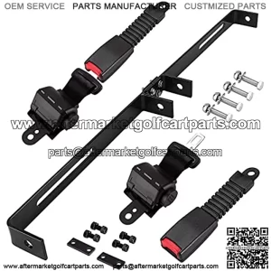 Universal 2 Passenger Retractable Seat Belts and Bracket Kit for Club Car,EZGO Yamaha etc. Golf Cart