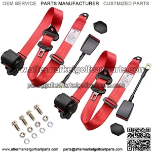 2 Set Universal 3pt Adjustable Retractable Lap Suitable for Modification Belts Kit for Go Kart,Club Golf Cart,Van,UTV,VR, Buggies, Minivan,Pickup and Truck - Red