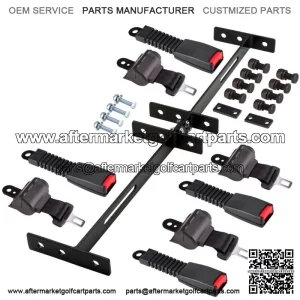 Golf Cart Seat Belts Bracket Kit for Yamaha EZGO Club Car 4 Seater Cart, Black