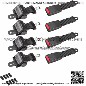 4 Retractable Golf Cart Seat Belts for EZGO Club Car Yamaha Adjustable Lab Belt