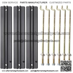 Placa de sujeciara batere carrito de golf n.o 1, varillas, arandelas y tuercas, para coche club DS y Carryall Electric 1998-2005 (3 piezas de placa de sujeci kit de varilla)