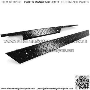 Black/Silver Aluminum Rocker Panel Compatible with 1996-2013 EZGO TXT Golf Cart Pair Diamond Plate Side Cover