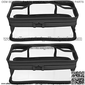 Black Transparent Cosmetic Bag Waterproof Handbag Portable Travel Work Make Up Kit Double Zipper Storage Bag, 2 PCS