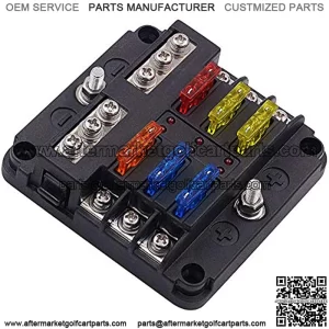 12 Volt Fuse Block, Waterproof Boat Fuse Panel with LED Warning Indicator Damp-Proof Cover - 6 Circuits with Negative Bus Fuse Box for Car Marine RV Truck DC 12-24V, Fuses Included