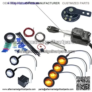 UTV Heavy Duty Lever Switch Turn Signal Kit with Horn and Hardware Kit (Round: 4 Amber)