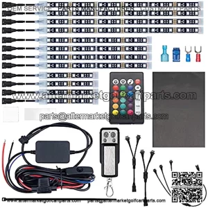 12pcs Underglow RGB LED Strip Light Kit DC 12V with 2 Red Blinking Brake Light Styles for Motorcycles Trikes Golf Carts ATVs UTVs M12r