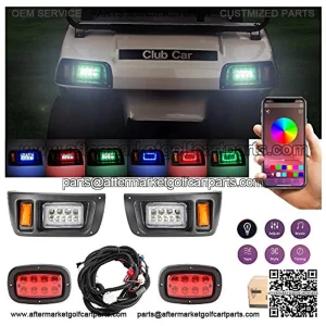 Golf Cart Deluxe LED Light Kit for with RGB Headlight Daytime Running Light Low High Beam Turn Signal Function