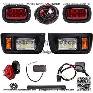 9.99WORLD MALL Golf Cart LED Headlight and Tail Light Kit for Carts with Turn Signals Assembly Horn Brake Lights Upgrade