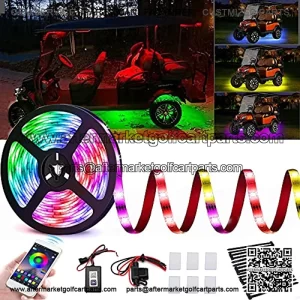 Golf Cart Underglow LED Lights Strip Kit Waterproof Accent Neon Lighting Kit for Yamaha Club Car- Bluetooth Control 12V 360LE240inch Underbody Lights