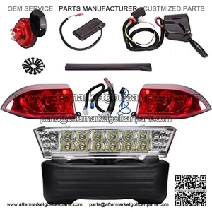 Golf Cart Newest Led Headlight and Tail Light Kit for 2004-2008 Club Car Precedent Carts with Turn Signals Switch Horn Brake Lights and 08.5-UP Bucket Harness (Must Input 12 Volts)
