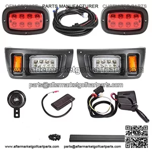 Golf Cart LED Daytime Running Light Kit Compatible for Club Car DS 12-48VAll Models with LED Head Light, Tail Lights, Turn Signals, Brake Lights Emergency Flasher an Horn