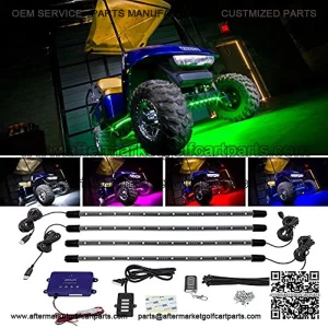 4pc Standard Million Color LED Golf Cart Underglow Accent Neon Lighting Kit for Yamaha Club Car - Water Resistant Flexible Tubes - Previous Model