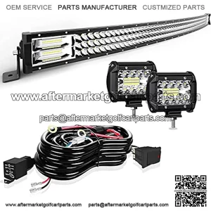 Led Light Bar Curved 50 Inch 684W Triple Row Flood Spot Combo Beam Led Bar W/2Pcs 4 Inch 60W Off Road Driving Fog Lights with Wiring Harness-3 Leads for Trucks Jeep Ford ATV Boats