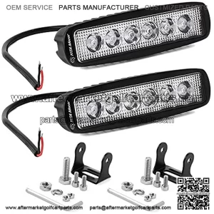 LED Light Bar 2PCS 18W 6 Inch Flood LED Work Light Pods Single Row Off Road Led Light Driving Light Fog Light Boat Light Waterproof SUV ATV 4WD Car Truck Golf Cart 12V 24V