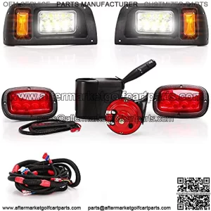 Golf Cart 12 Volt LED Headlight and Tail Light Kit for Club Car DS Carts 1993-up Gas & Electric Models,with upgrade headlights, amber turn signals, brake lights