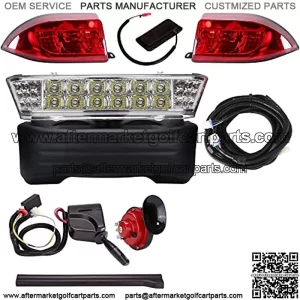 Golf Cart LED Light Kit (12V) for Club Car Precedent G&E (2004 UP), Deluxe Headlight Taillight with Turn Signals, Hazard Flasher, Horn and Brake