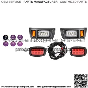 Golf Cart LED Light Kit with RGB Daytime Running for Club Car DS G&E (12-48V), with Low/High Beam, Turn Signals Hazard Light Switch, Horn, Brake Pad