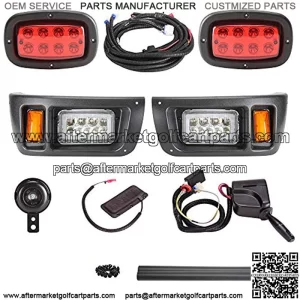 Upgrade Golf Cart LED Headlight Taillight Kit for Club Car DS, with Low/High Beam, Turn Signals Hazard Light Switch, Horn, Brake Pad, Daytime Running Lamp