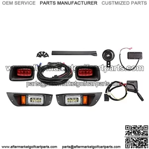 Golf Cart Deluxe Daytime Running LED Head/Tail Light Kits for EZGO TXT (12V-48V) with Universal Deluxe Light Upgrade Kit, with Turn Signals Switch Horn Brake Lights Harness