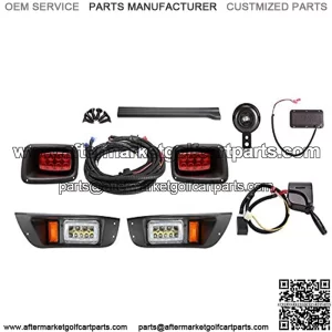 Golf Cart LED Headlights & Tail Light for EZGO TXT Carts (36V-48V) with Turn Signals Kits, Low/High Beam, Horn, Brake Pad, Daytime Running Lamp - 2 Version