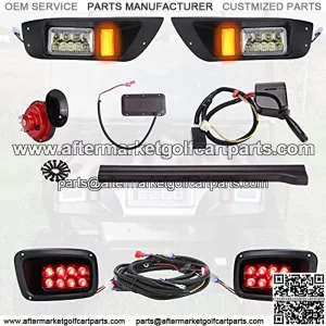Golf Cart LED Light Kits for EZGO TXT 12V (Year 1995-2015),Headlight Tiallgiht with Turn Signals Switch Horn Brake Lights Harness