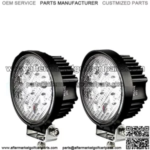 LED Pods Spot Flood Light 4" 27W Round Work Light 6000K for Tractor Bulldozer UTV Golf Cart Boat Off Road Truck Jeep SUV ATV - Voltage Automotive (2x Spot Lights)