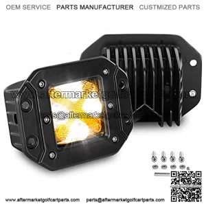 Luces antiniebla LED de montaje empotrado, haz combinado de luces antiniebla todoter, forma de X 01-02, barra de luz DRL mbar sper brillante, ajuste UTV, ATV, SUV, carrito de golf, camiones, tra