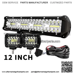 14" 300W Upper Bumper Led Light Bar For Club Car EZGO Golf Cart 12/15" +4" Pods