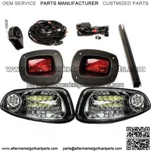 EZGO RXV Golf Cart LED Headlight & Tail light Kit Deluxe Street Package 2008-15