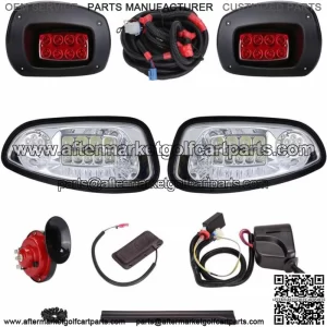 Deluxe Golf Cart LED Headlight Taillight Kit for EZGO RXV 2008-2015 Carts 12V