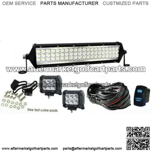 12" Upper Bumper Led Light Bar+4" Pods+Wiring Kit For Club Car  Cart