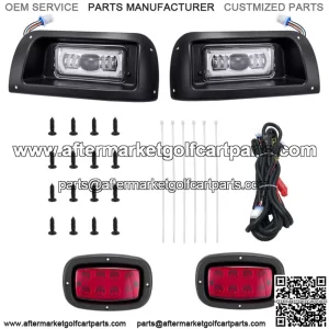For Club Car DS 93+ G&E Golf Cart LED Light Kit Adjustable Headlights/Tail Light