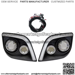 Headlights w/ RGBW Accent lights fits EZGO Express, harness Bluetooth controller