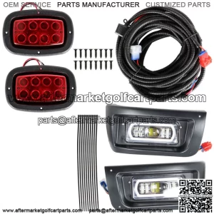 12V LED Headlight & Tail Light Kit 1993-UP Gas & Elec For Club Car DS Golf Cart